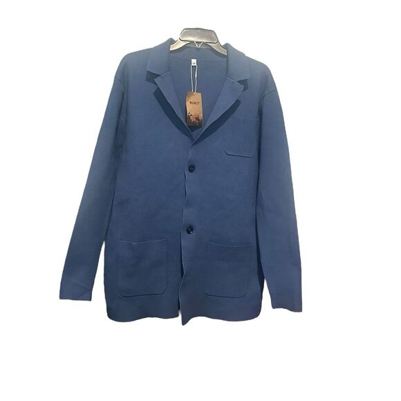 NWT Manly (Brand) Retro Blue Lightweight Chore Barn Jacket Cotton/Linen‎ #U10-1 - Picture 1 of 7